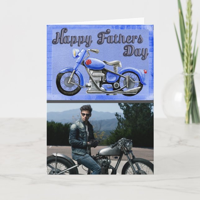 Biker-Vater | Happy Father's Day Foto Karte (Vorderseite)