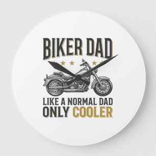 Biker-Vater Vintage-Motorrad-Zitat T-Shirt_1 Große Wanduhr