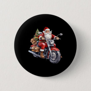 Biker Weihnachtsmann über Motorrad Spaß Weihnachts Button