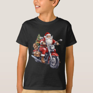 Biker Weihnachtsmann über Motorrad Spaß Weihnachts T-Shirt