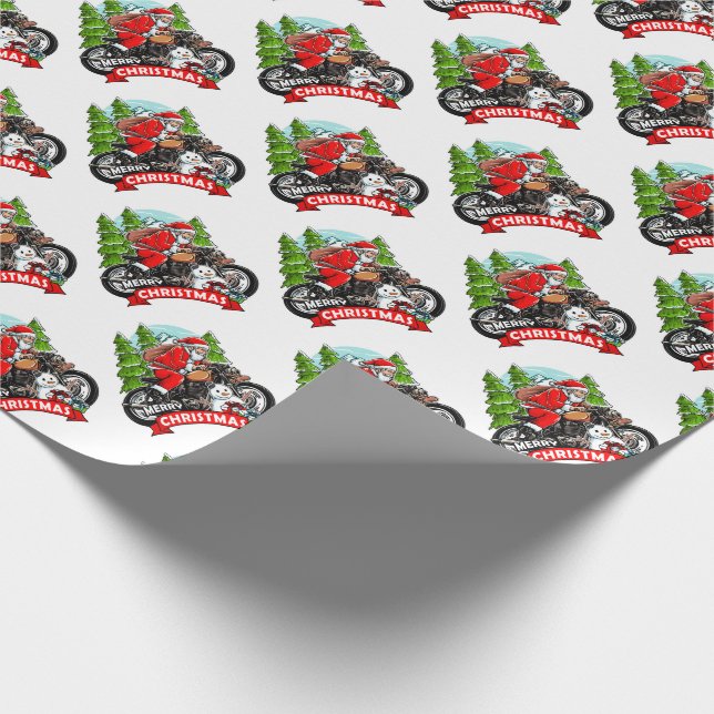 Biker Weihnachtswrapping Paper Geschenkpapier (Ecke)