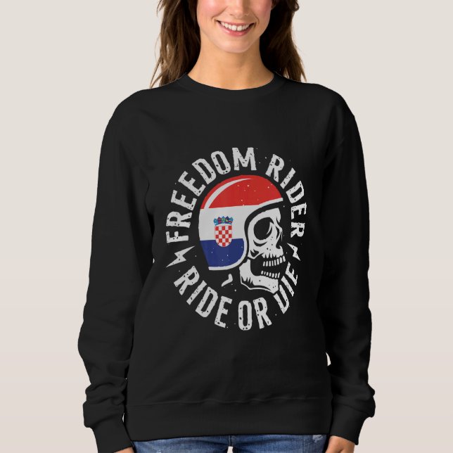 Biker with Croatia flag Sweatshirt (Vorderseite)