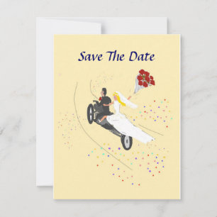 Bikerhochzeit speichert das Datum Save The Date