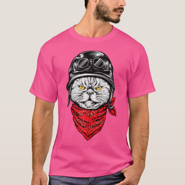 Bikerkatze - Motorrad-Chopper T-Shirt (Vorderseite)