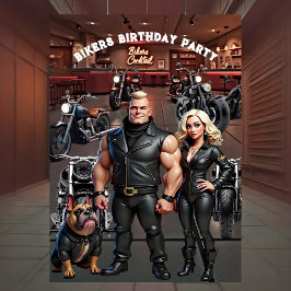 Bikers Bar Birthday Party Couple Bulldog Bikes Einladung