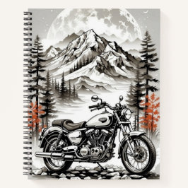 Biker's Mountain Retreat: Motorcycle Under moon Notizbuch