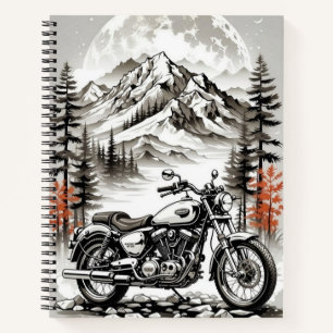 Biker's Mountain Retreat: Motorrad unter dem Mond Notizbuch