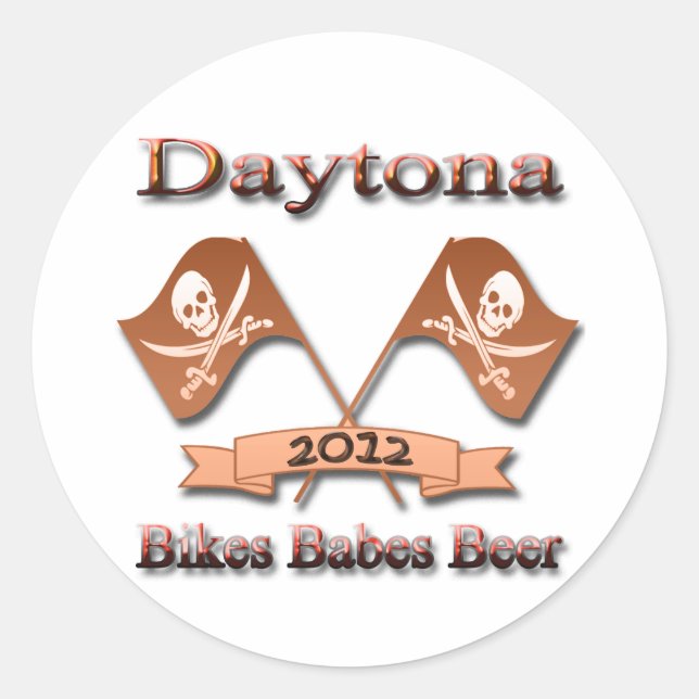 Bikes Babes Bier 2012 Daytona rot Runder Aufkleber (Vorderseite)