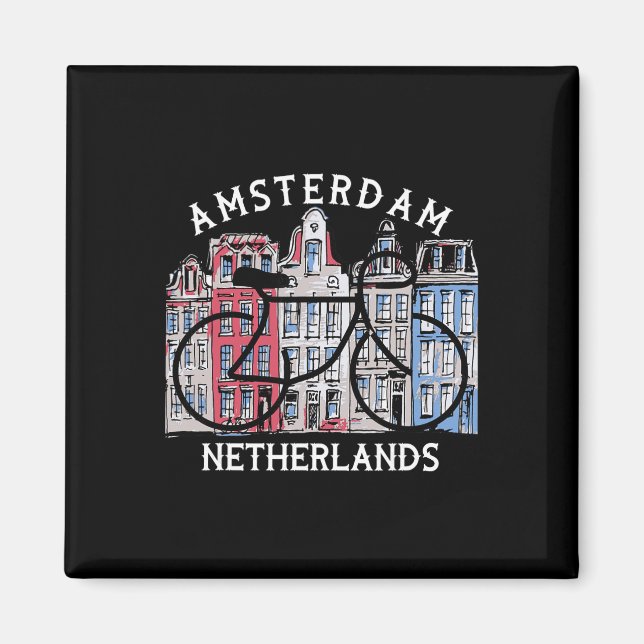 Biking Amsterdam Netherlands Graphic  Magnet (Vorne)