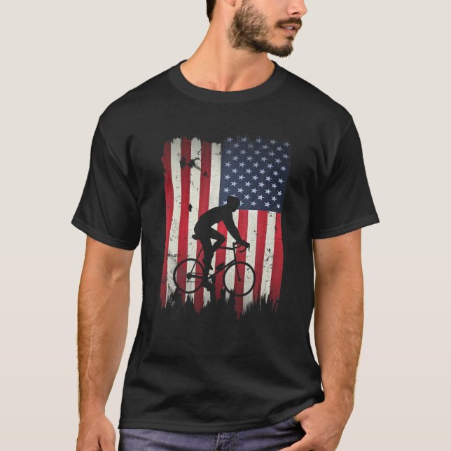 Biking USA American Flag 4. Juli Bike Gift Bic T-Shirt (Vorderseite)