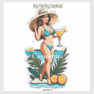 Bikini Babe Big Hat - Big Cocktail Thunder_Cove Aufkleber