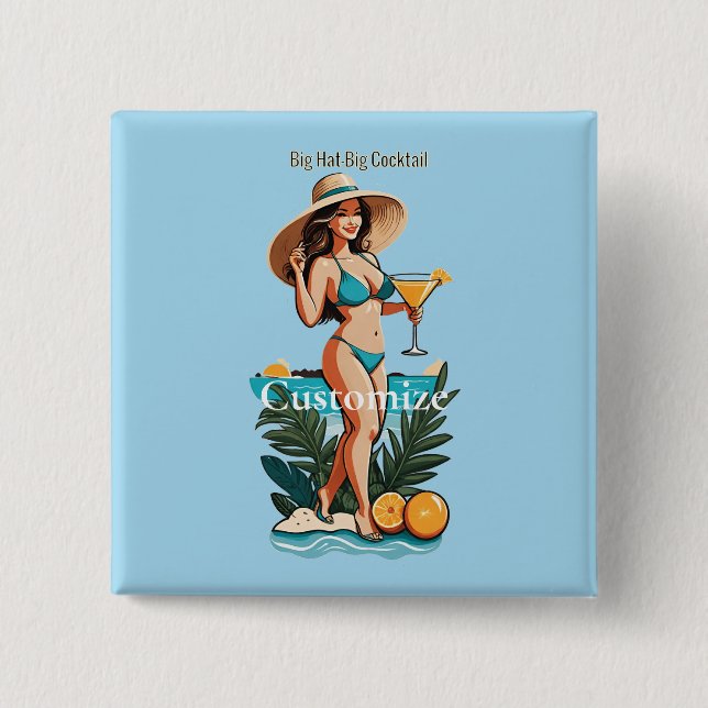 Bikini Babe Big Hat - Big Cocktail Thunder_Cove Button (Vorderseite)