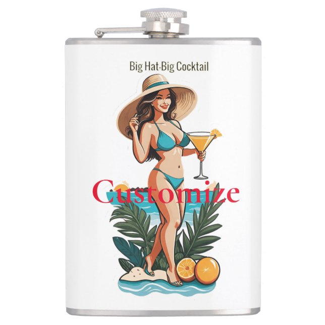 Bikini Babe Big Hat - Big Cocktail Thunder_Cove Flachmann (Vorderseite)