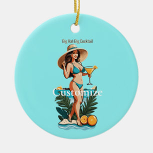 Bikini Babe Big Hat - Big Cocktail Thunder_Cove Keramik Ornament