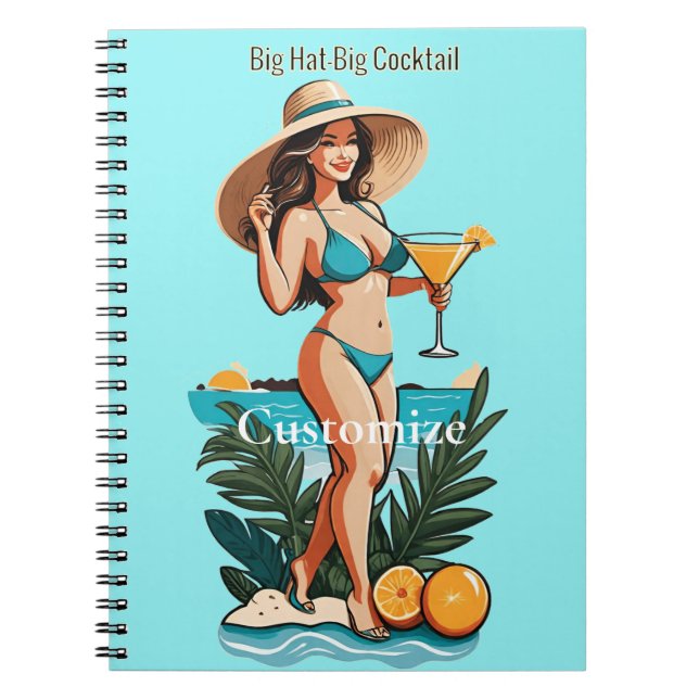 Bikini Babe Big Hat - Big Cocktail Thunder_Cove Notizblock (Vorderseite)