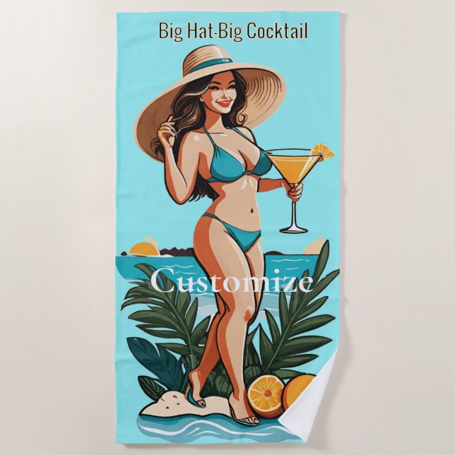 Bikini Babe Big Hat - Big Cocktail Thunder_Cove Strandtuch (Vorderseite)
