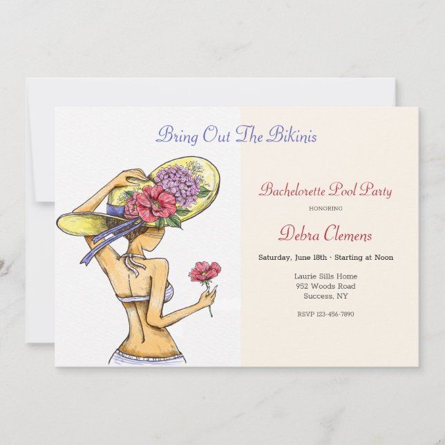 Bikini Babe Invitation Einladung (Vorderseite)
