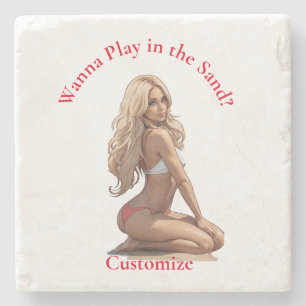 Bikini Beach Girl Thunder_Cove Steinuntersetzer