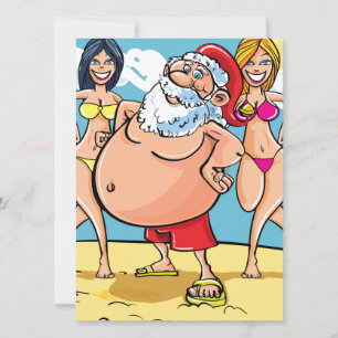 Bikini Beach Santa Claus Feiertagskarte