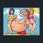Bikini Beach Santa Claus Feiertagspostkarte<br><div class="desc">Strandsanta, Weihnachten, lustige Weihnachten, Sand, santa, santa, tropisch, urlaub, xmas, california santa, florida santa, hawaii santa, christjuly, bikini babes Badeanzug-"hawaii santa""bikini santa""california santa""la santa""tropische santa""witzig anta""Christmas july" santa "santa claus" Weihnachtsfeierlichkeiten</div>