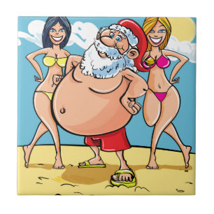 Bikini Beach Santa Claus Fliese