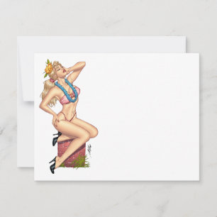 Bikini Blond Button-up Girl mit Blume von Al Rio