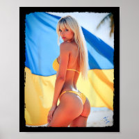 Bikini Bybe - Y Blondine Bybe und Ukraine-Flagge