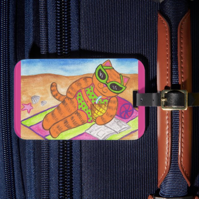 Bikini Cat Luggage Tag Gepäckanhänger (Vorderseite Insitu 4)