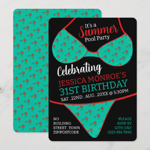 Bikini Design, Summer Pool Party Geburtstag Einladung