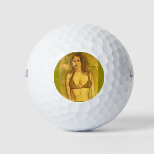 Bikini Girl Art Golfball