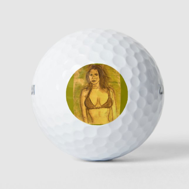 Bikini Girl Art Golfball (Vorderseite)