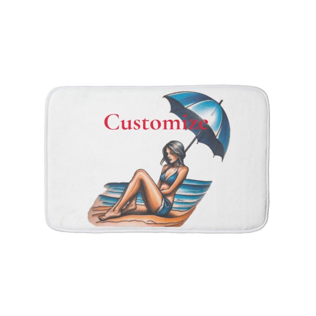 Bikini Girl Beach Napping Thunder_Cove Badematte (Vorderseite)