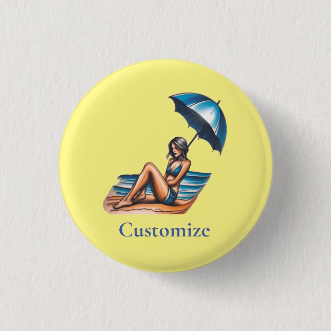 Bikini Girl Beach Napping Thunder_Cove Button (Vorderseite)