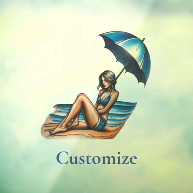 Bikini Girl Beach Napping Thunder_Cove Fensteraufkleber (Blatt 3)