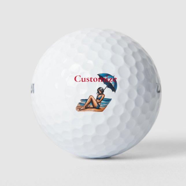 Bikini Girl Beach Napping Thunder_Cove Golfball (Vorderseite)
