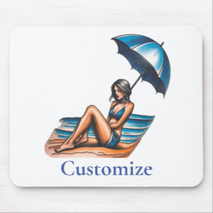 Bikini Girl Beach Napping Thunder_Cove Mousepad