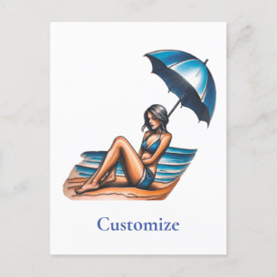 Bikini Girl Beach Napping Thunder_Cove Postkarte