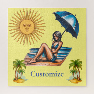 Bikini Girl Beach Napping Thunder_Cove Puzzle