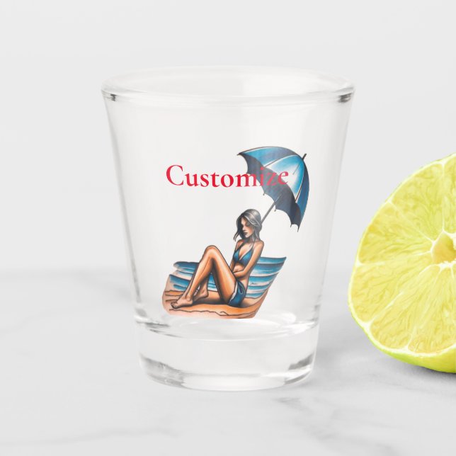 Bikini Girl Beach Napping Thunder_Cove Schnapsglas (Vorderseite)