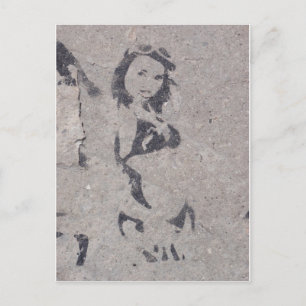Bikini Girl Street Art Postkarte