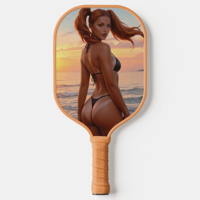 BIKINI GIRL TAN LINIEN PICKLEBALL PADDLE (Vorderseite)