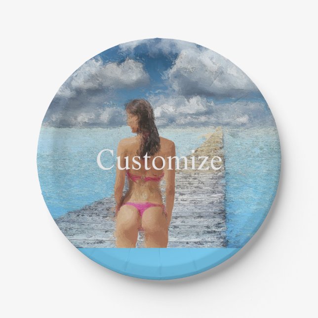 Bikini Girl Thunder_Cove Pappteller (Vorderseite)
