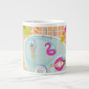 Bikini-Girls und Typ spielen Schwimmbadspiel Jumbo-Tasse