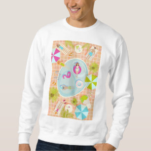 Bikini-Girls und Typ spielen Schwimmbadspiel Sweatshirt