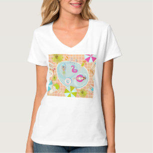 Bikini-Girls und Typ spielen Schwimmbadspiel T-Shirt