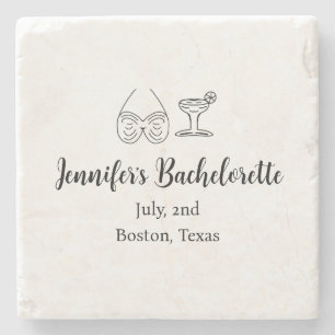 Bikini Glas Cocktail Junggesellinnenabschied Name  Steinuntersetzer