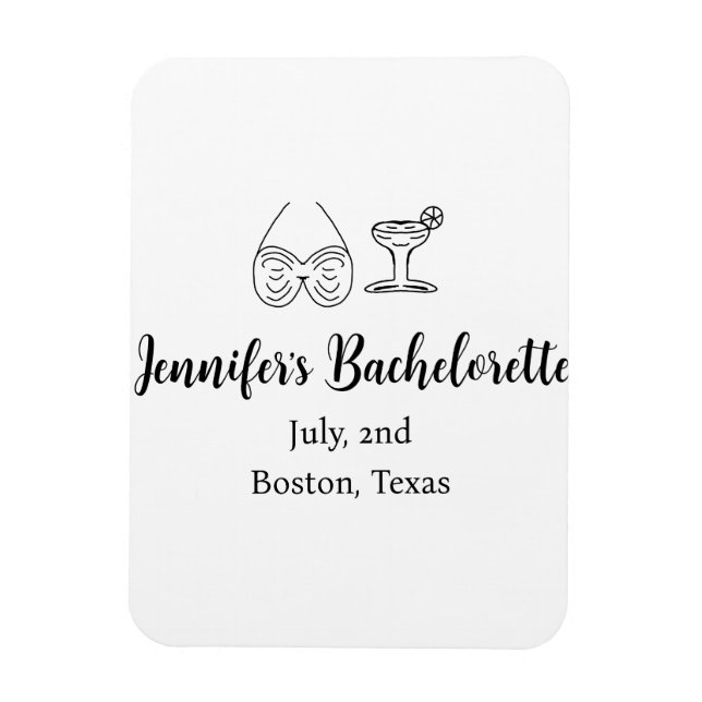 Bikini Glascocktail Junggeselinnen-Abschied Name Magnet (Vertikal)