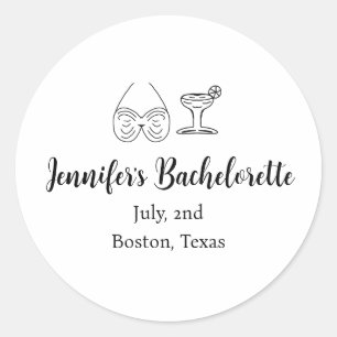 Bikini Glascocktail Junggeselinnen-Abschied Name Runder Aufkleber