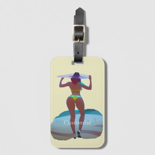 Bikini Hintern Beach Girl Thunder_Cove Gepäckanhänger (Vorderseite Vertikal)