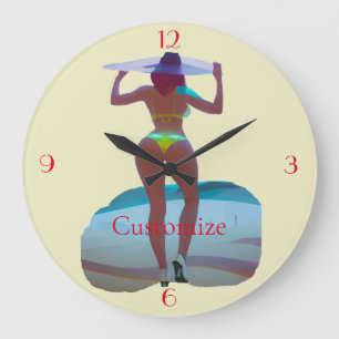 Bikini Hintern Beach Girl Thunder_Cove Große Wanduhr